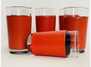 1970s Red Wrapped Cocktails Glasses