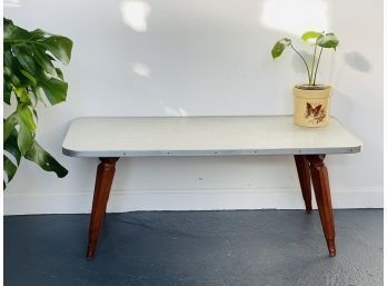 Mid Century 1950s Coffee Table With Wood Legs
