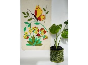Vintage Butterfly & Flowers Screen Print