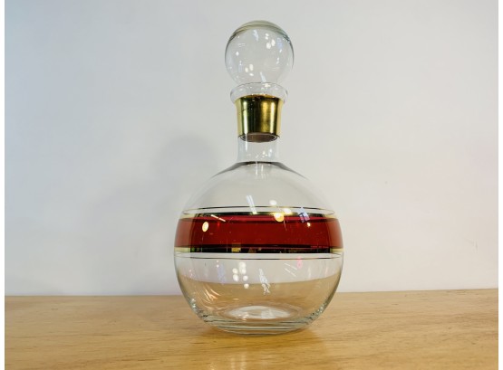 Mid Century Glass Decanter With Glass Stopper
