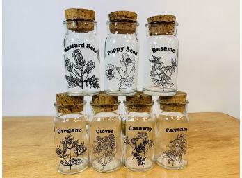 Vintage Glass And Cork Spice Jars