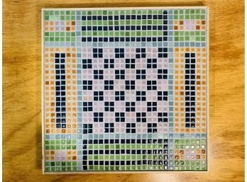 Vintage Mosaic Multicolor Tile Board, Wood Frame