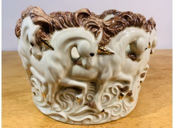 Vintage Glazed Ceramic Unicorn Planter-A Holland Mold