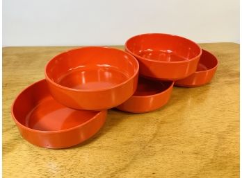Vintage 1960s Ingrid Ltd Orange Melamine Bowls