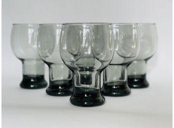 Vintage Smoked Glass Bubble Cocktail Glasses  (Set Of 6)
