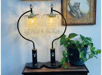 Pair Of Vintage Chandelier Table Lamps (See Details)