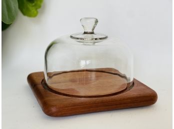 Vintage Goodwood Teak Cheese Board And Glass Lid