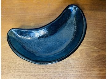 Blue Glass Boomerang Trinket Dish