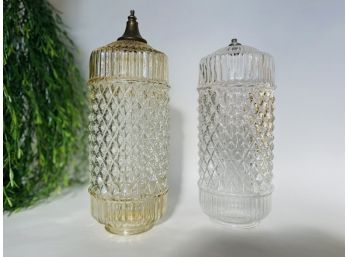 Lot Of 2 Large Vintage Swag Lamp Glass Light Covers