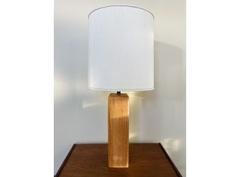1980s Tall Oak Table Lamp
