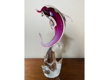 Large Murano Glass Dolphin Glass Sculpture