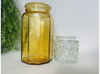 L. E. Smith Amber And Glass Storage Containers