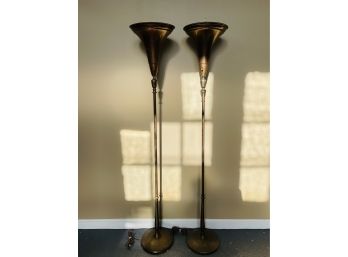 Pair Of Vintage Heavyweight Torchiere Lamps