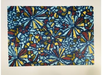 Large Mid Century Modern Vintage Stretched Fabric Wall Art