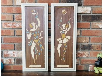 Pair Of Mid Century Modern Jester Wall Plaques