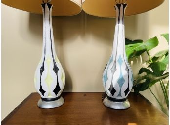 Pair Of Mid Century Modern Tall Vintage Lamps