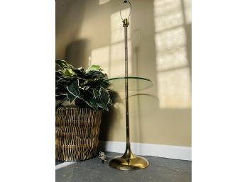 Vintage Brass And Glass Table And Floor Lamp