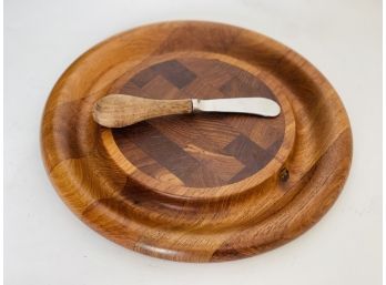 Vintage Dansk Cheese Board And Spreader Knife