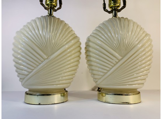 1985 Pair Of Art Deco Style Glass Table Lamps