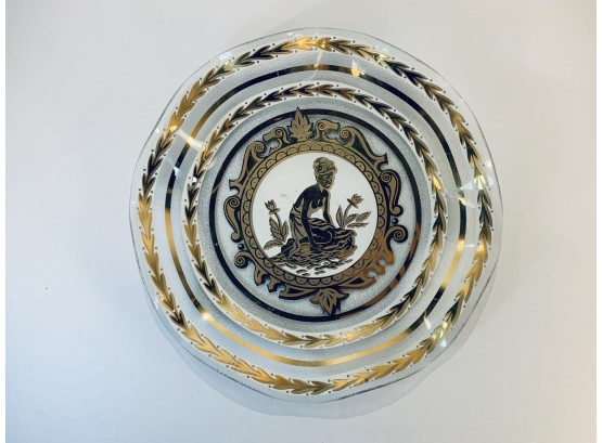 Mid Century Goddess Glass Decorative Platter