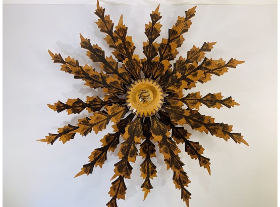 Vintage Wood Starburst Wall Decor From Poland