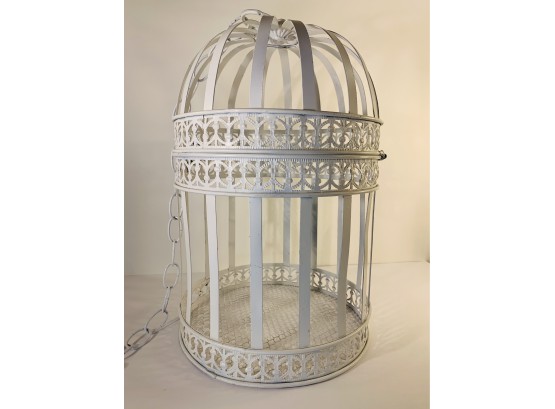 Large White Metal Decorative Swag Hanging Bird Cage