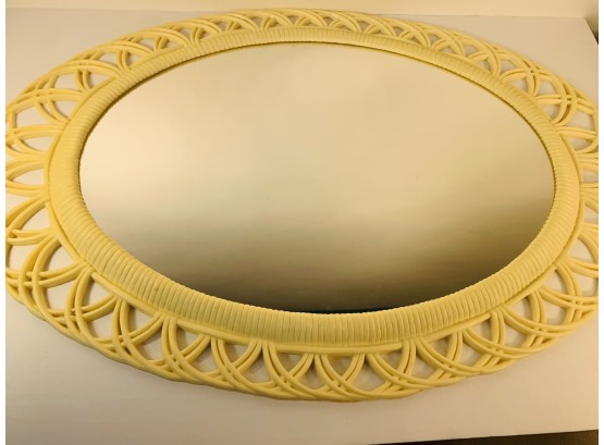 Vintage Yellow Resin Oval Mirror