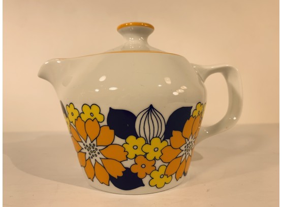Vintage Hollohaza 1970s Ceramic Flowered Teapot