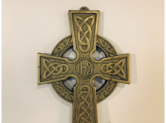 Vintage Heavy Brass Celtic Wall Cross