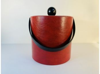 Vintage Red Faux Leather Ice Bucket