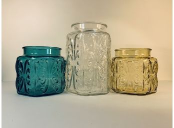 Vintage Atterbury Scroll Imperial Glass Canister Set