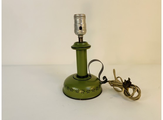Vintage Green Toleware Candlestick Lamp Light