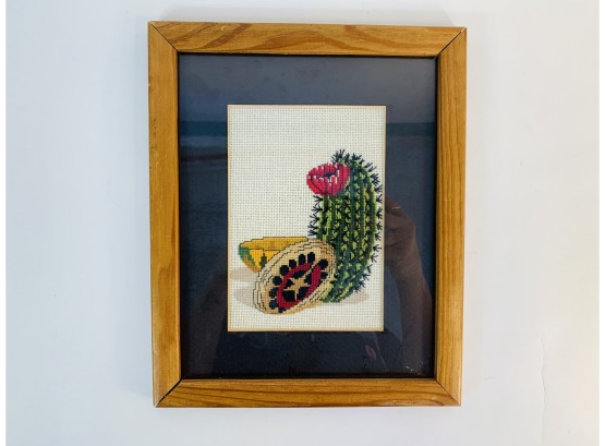 Vintage Cactus Needlework Wall Art
