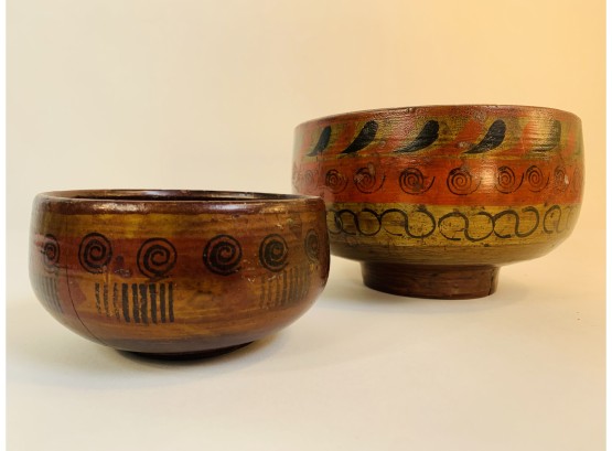 Vintage Wood Decorative Nesting Bowls