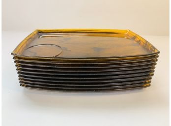 Vintage Mid Century Amber Plastic Acrylic Snack Trays