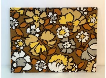 Vintage Stretched Screen Print Fabric Flowered Wall Hanging