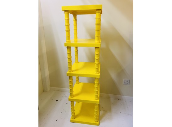 TALL 1970'S Groovy Yellow Plastic 5-tier Shelf