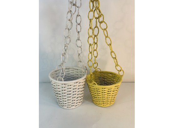 Vintage Wicker Bradlees Hanging Plant Baskets