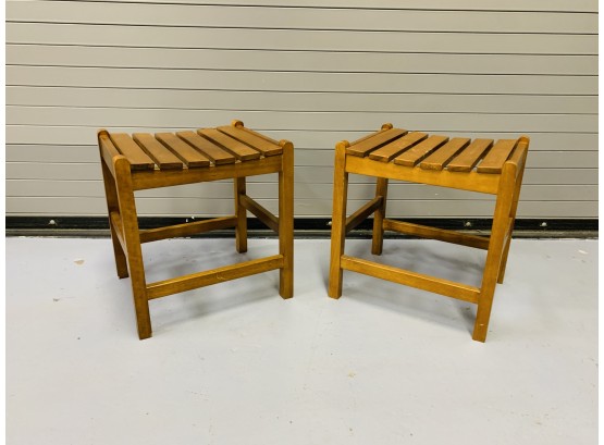 Comtemporary Wood Stool Or Bench (set Of 2)