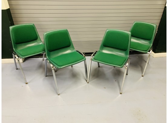 1970s Virco Green Chrome Chairs