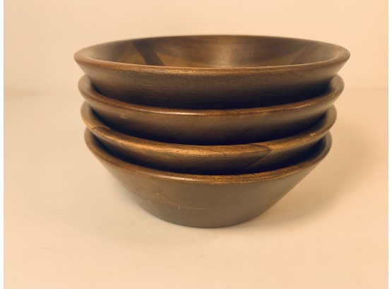 Vintage Black Walnut Wood Snack Bowls By Vermillion (USA)