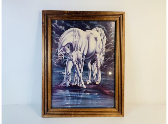 1982 Framed Unicorn Print By Sue Dawe