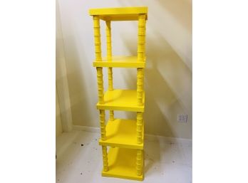 TALL 1970'S Groovy Yellow Plastic 5-tier Shelf