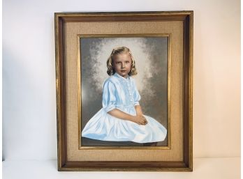 LARGE Vintage Beautifully Framed Portrait Of A Young Girl