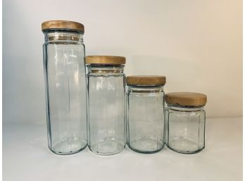 Tall Glass And Wood Canisters