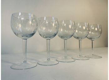 Mid Century Etched Flowers Wine Glasses