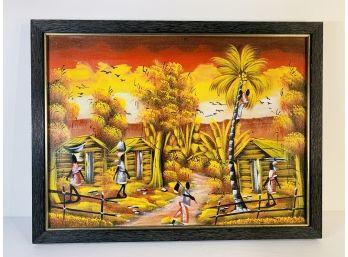 Vintage Framed Haitian Painting