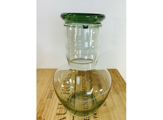 1970s Green Glass Wine Decanter With Lid