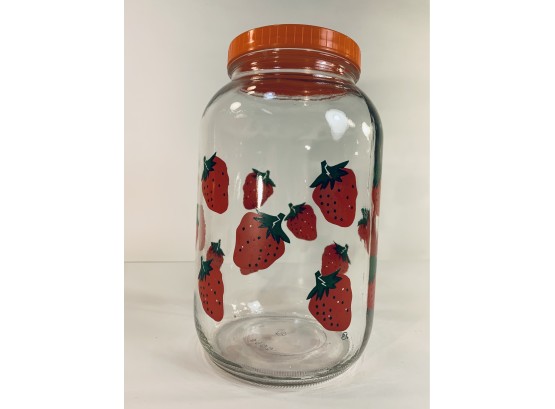 Large Retro Glass Strawberry Storage Jar