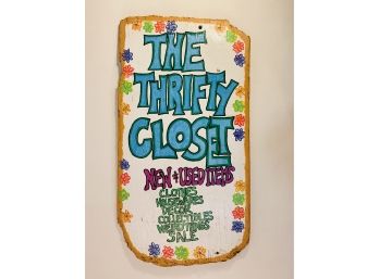 Hand Painted Sign On Driftwood 'The Thrifty Closet'